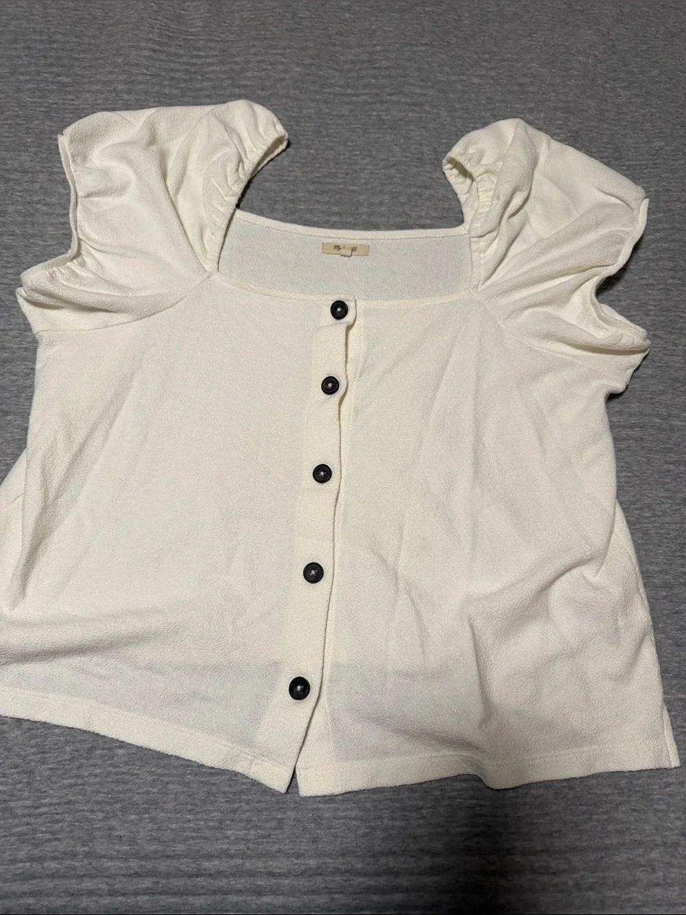 Madewell Jacquard Square-Neck Puff-Sleeve Top
